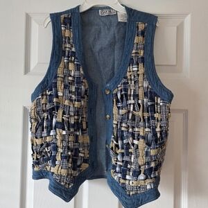 Oak Hill Blue and Beige Woven Vest